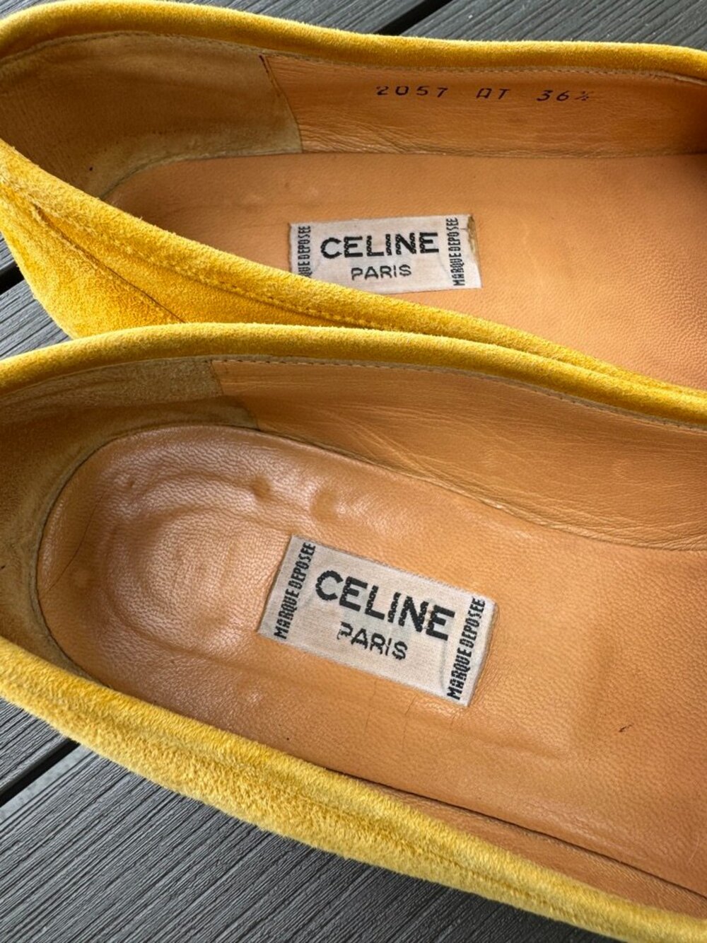 Celine Vintage Yellow Suede Horsebit Loafers Size 36.5/6 - Picture 9 of 11